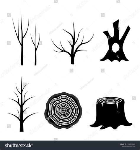 Naked Trees Silhouettes Set Hand Drawn Stock Vector Royalty Free Shutterstock