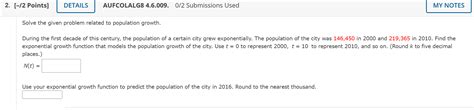 Solved Solve the given problem related to population growth. | Chegg.com