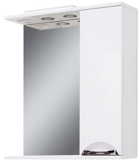 Зеркало с шкафчиком VAN MEBLES Лора белая с подсветкой 50 см ...