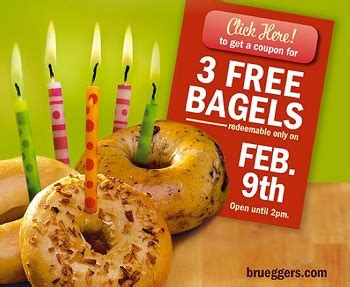 Three Free Bruegger S Bagels Today February Th Only The