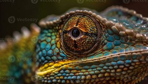 Multi colored lizard close up portrait showcases its beautiful animal