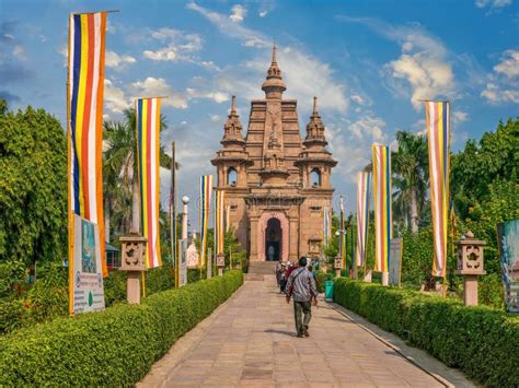 sarnath temple complex  varanasi india editorial stock image