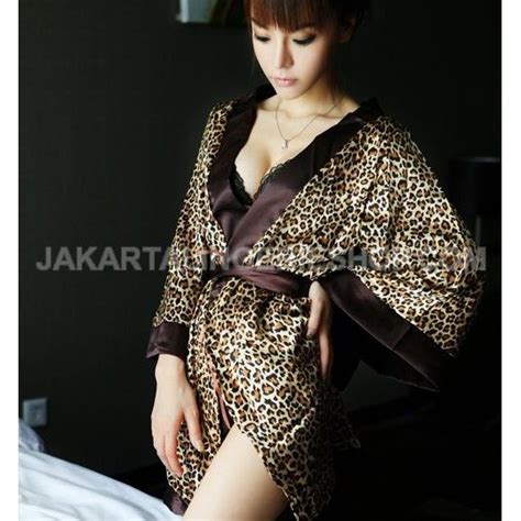 Jual Jakarta Lingerie Kimono Leopard Baju Tidur Wanita Sexy