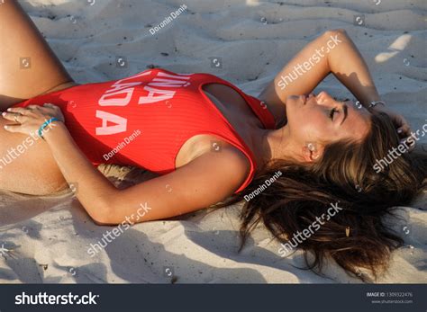 Lovely Sexy Brunette Girl Swimsuit Posing Stock Photo 1309322476 Shutterstock
