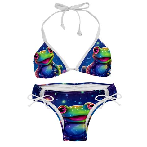 Starry Sky Frog Detachable Sponge Adjustable Strap Bikini Set Two Pack Ideal For Beach And Pool