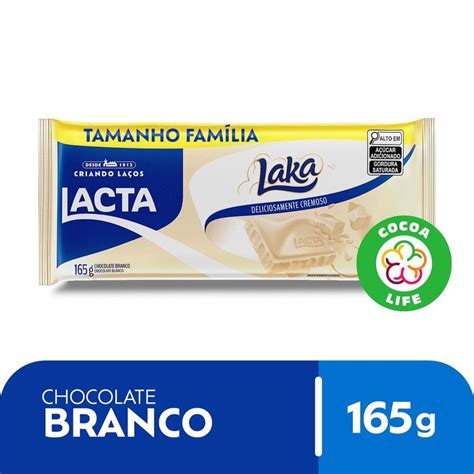 Barra Chocolate Tamanho Familia - Chocolate em Barra Lacta Laka Branco 165g Tamanho Família | Bretas ...