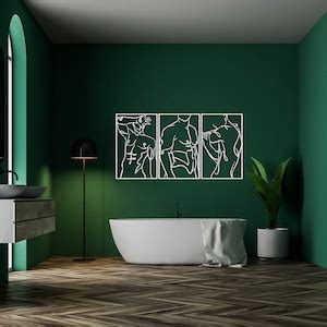 Naked Men Metal Wall Art Man Line Decor Metal Wall Hanging Minimalist Wall Art Bedroom Wall