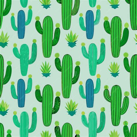 зеленый кактус с зеленым фоном с синим и желтым цветом | Премиум AI ...