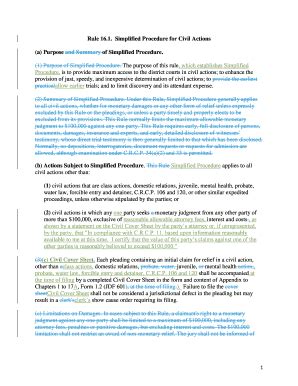 Fillable Online Rule 16 1 Simplified Procedure For Civil Actions A