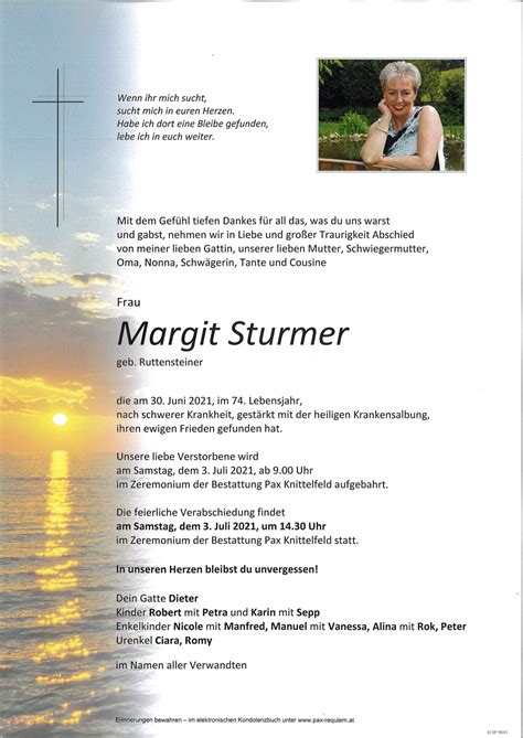 Parte für Margit Sturmer pax requiem