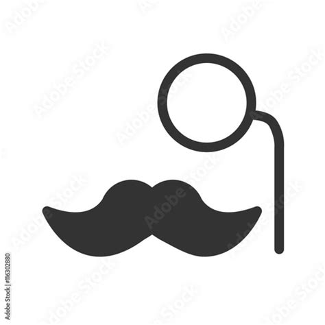 Mustache And Monocle Icon Simple Flat Logo Of Mustache And Monocle On