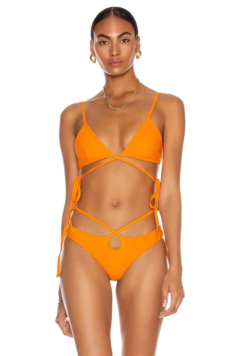 Christopher Esber Wrapped Tie Bikini Top In Tangerine FWRD