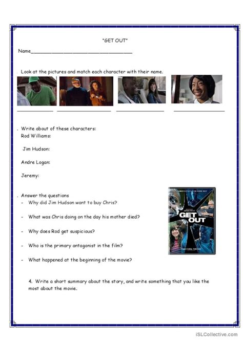 Get out movie- worksheet: English ESL worksheets pdf & doc