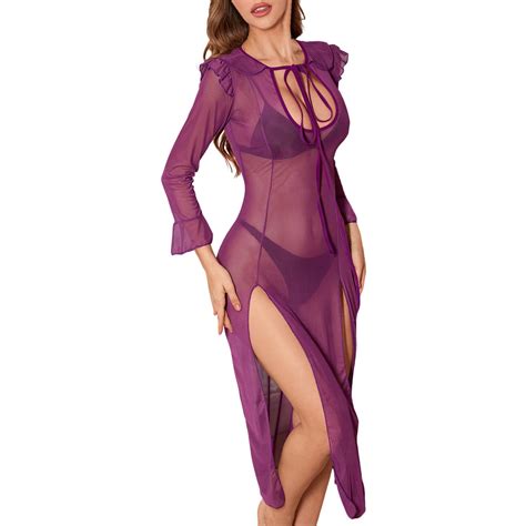 Midwennn Women S Sexy Dress Long Sleeve Nightdress Plus Sized Lingerie Women Walmart