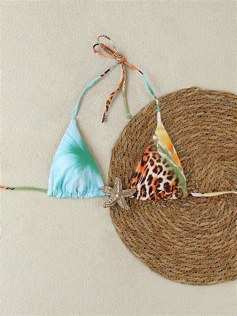 Sexy Starfish Printed Women Bikini Top European American Style SHEIN USA