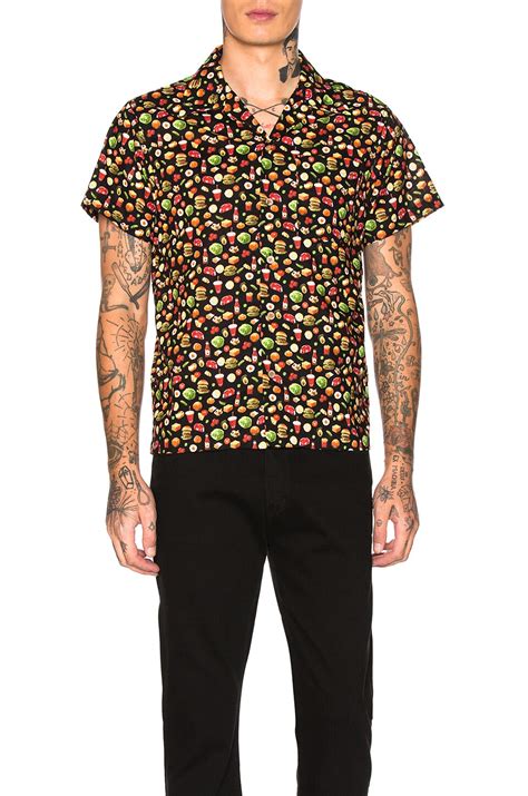 Naked Famous Denim Aloha Shirt In Vintage Fast Food Black REVOLVE