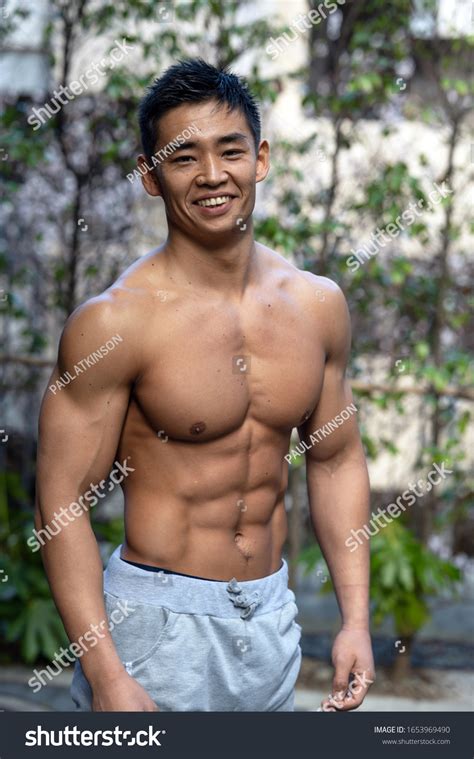 Asian Male Amateur Bodybuilder Poses Outdoors Stock Photo 1653969490 Shutterstock