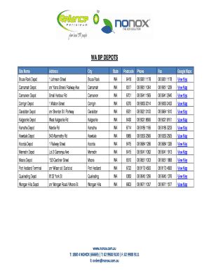 Fillable Online Wa Bp Depots Site Name Address City State Postcode