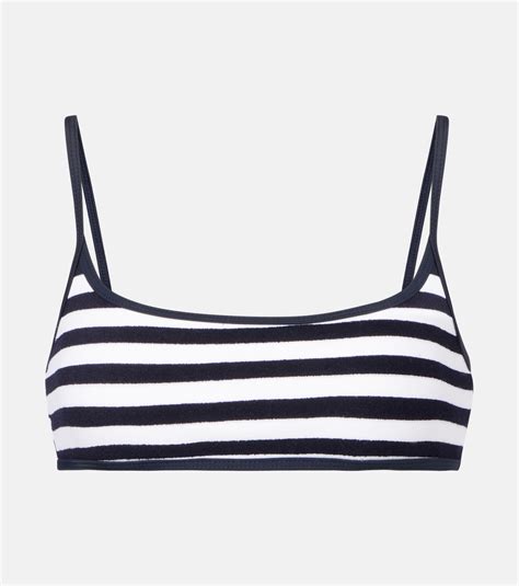 Muse Scoop Striped Terry Bikini Top In Blue Jade Swim Mytheresa