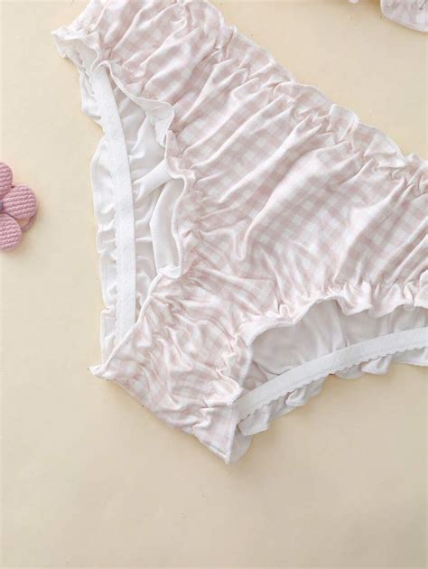 Milk Silk Plaid Ruffle Trim Lingerie For Tween Girls For Sale Australia