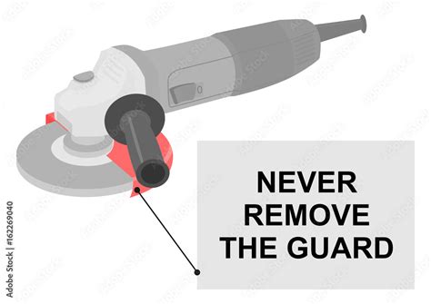 Angle grinder safety tips. Never remove the guard. Flat vector. Stock Vector | Adobe Stock