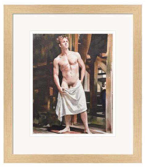 Nude Male Original Painting Gay Art LGBTQ Art Watercolor Contemporary Modern Wall Decor Home