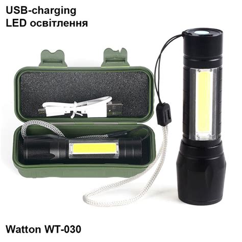 Фонарик портативный светодиодный , ручной фонарик аккумуляторный USB ...