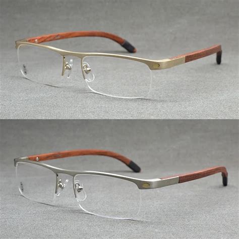 Top Quality Rimless Gold Men Eye Glasses Frame Vintage Wood Eyeglasses