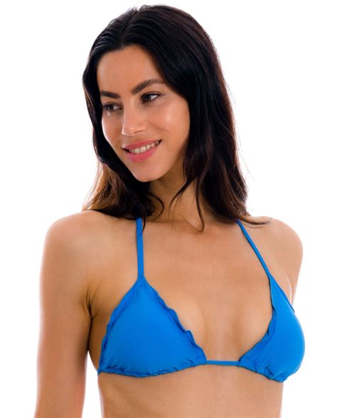 Reggiseno Bikini Triangolo A Tendina Blu Elettrico Bordi Ondulati Top Uv Enseada Tri Marchio