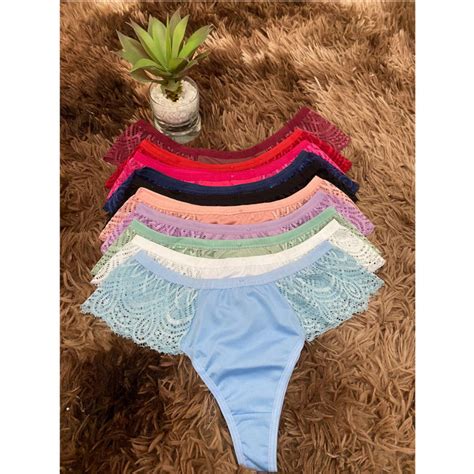 KIT C 10 CALCINHAS RENDA NA LATERAL DIA A DIA LINGERIE SEXY FIO DENTAL Shopee Brasil