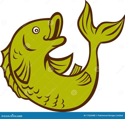 Cartoon fish jumping side stock illustration. Illustration of ...