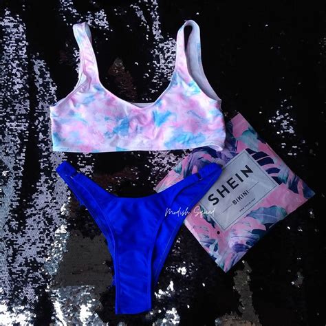 Cod Lalamove Bnew Shein Bikini Pastel Colors Pink Blue Bikini Shein Swimsuit Blue Bikini Bottom