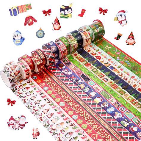 16 Rouleaux Ruban Adhésif Washi Noël Fournitures Scrapbooking Feuille