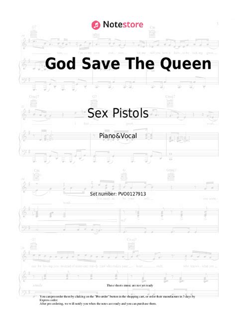 God Save The Queen Piano Sheet Music And Voice Sex Pistols In Note Store Piano Vocal Sku