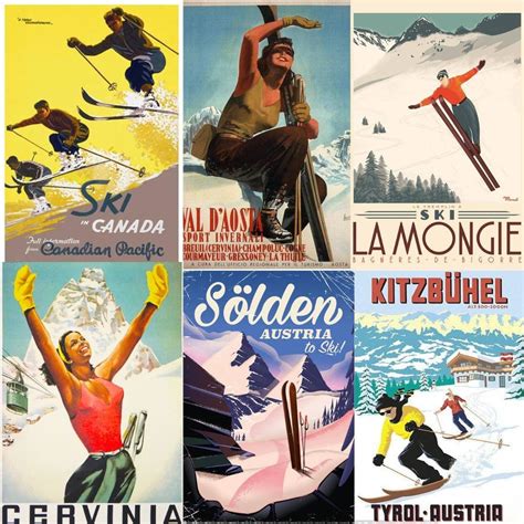 90 Vintage Ski Posters Vintage Ski Fashion Winter Sports Etsy