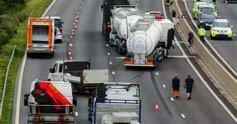 Live M Closed Both Directions After Crash Involving Three Lorries