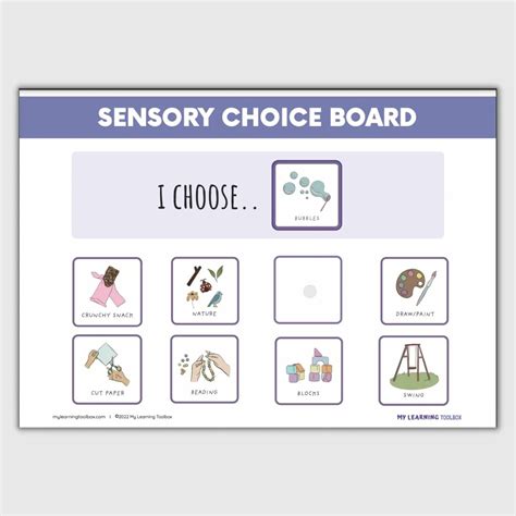 Sensory Choice Board Printable Sensory Tools And Activities