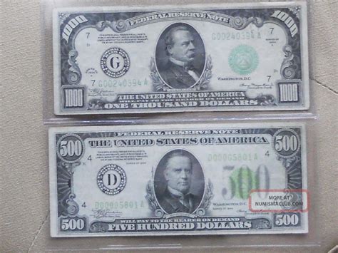 High Denomination Combo 500 And 1000 Five Hundred And One Thousand Dollar