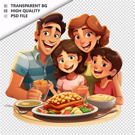 Comida De Familia Latina En D Estilo De Dibujos Animados Fondo Blanco Iso Archivo Psd Premium