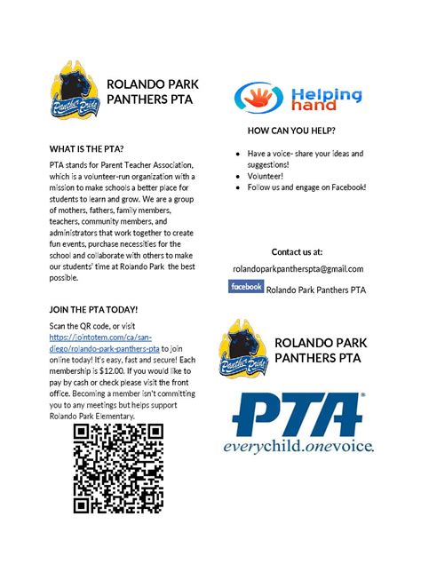 Help Support The Rolando Park Elementary Pta By Becoming A Member Today