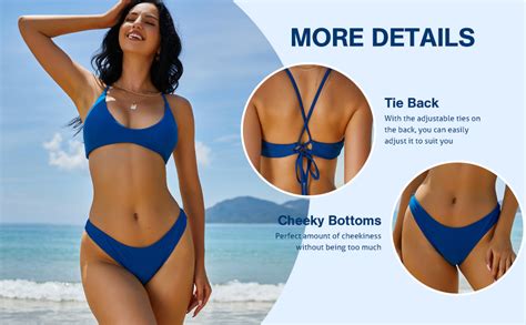 ZAFUL Women S Tie Back Padded High Cut Bralette Bikini Set Two Piece Swimsuit Amazon Ca