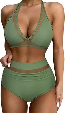 Amazon Suuksess Conjuntos De Bikini Sexy De Cintura Alta Para Mujer Con Control De Abdomen