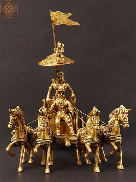 9 Brass Chariot Krishna Drives Arjunas Chariot Handmade Made In