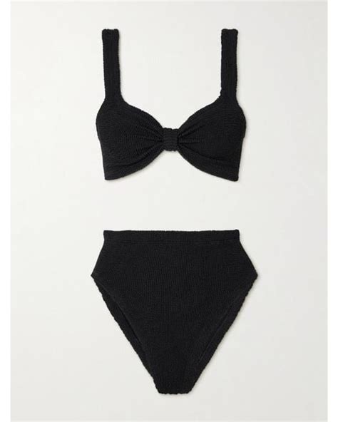 Hunza G Judy Seersucker Bikini In Black Lyst