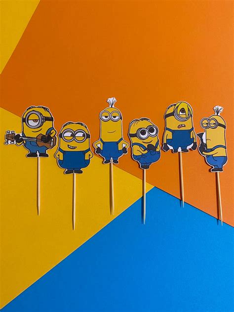 Minions Cupcake Toppers Cake Topper Minions Bun Toppers Despicable