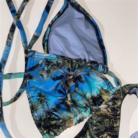 Palm Tree Print Bikini Depop
