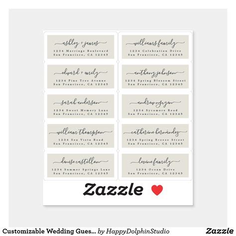 Customizable Wedding Guest Address Labels | Zazzle