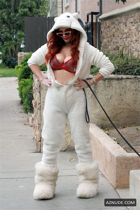 Phoebe Price Wearing A Cat Jumpsuit With Red Lingerie Underneath In Studio City AZNude