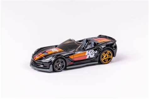 Closeup Shot Of A Black Hot Wheels Corvette C Z Convertible K N Version On A White Background