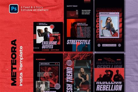 Meteora Streetwear Fashion Instagram Template Graphics Envato Elements